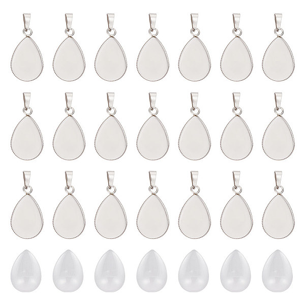 

PandaHall UNICRAFTALE 30Sets Teardrop Cabochon Pendant 304 Stainless Steel Cabochon Blanks Bezel Pendant Sets 17.5x13mm Tray Blanks Pendant...