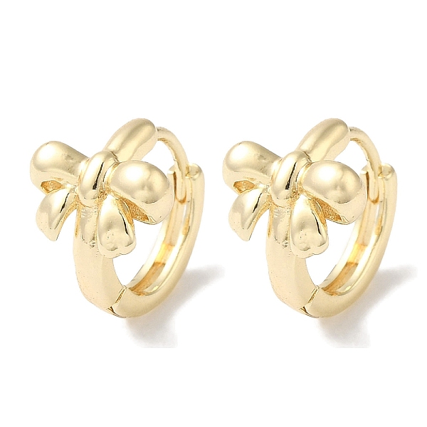 

PandaHall Bowknot Brass Hoop Earrings for Women, Real 18K Gold Plated, 11.5x9.5mm Brass Bowknot