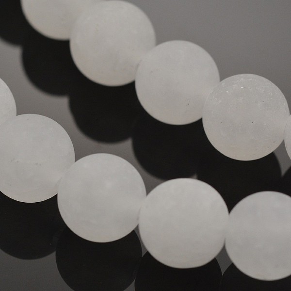 

PandaHall Natural White Jade Round Beads Strands, Frosted, 10mm, Hole: 1mm, about 38pcs/strand, 15.3 inch White Jade Round White
