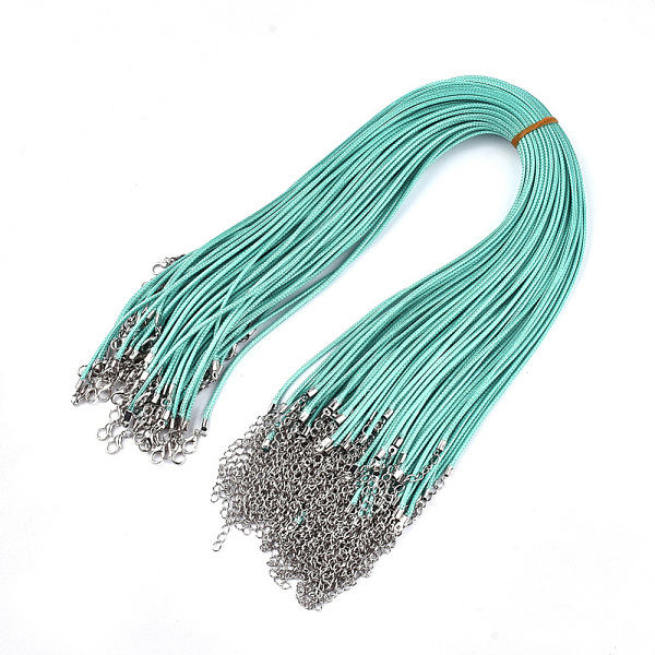 

PandaHall Waxed Cord Necklace Making, with Zinc Alloy Lobster Clasps, Platinum, Dark Turquoise, 17.8 inch~18 inch(45.5~46cm), 2mm Waxed Cord..., Cyan