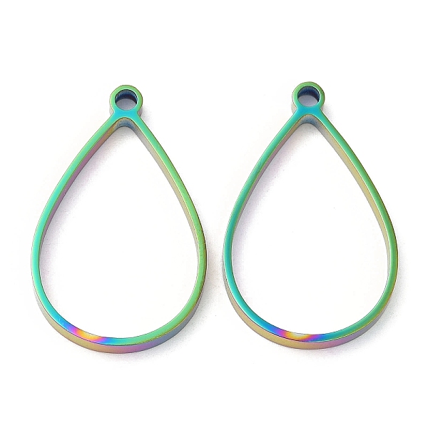 

PandaHall 304 Stainless Steel Open Back Bezel Teardrop Pendants, For DIY UV Resin, Epoxy Resin, Pressed Flower Jewelry, Rainbow Color...