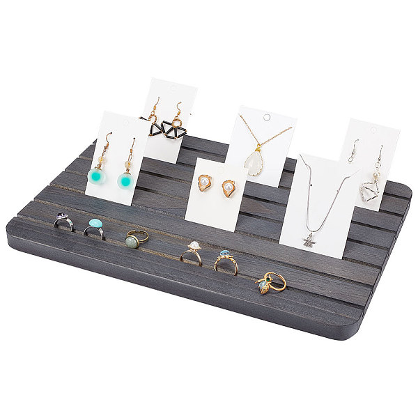 

PandaHall PH Earring Display Stands, 7-Slot Rectangle Wooden Earring Display Holder Earring Ring Organizer Holder Jewelry Showcase Racks..., Black