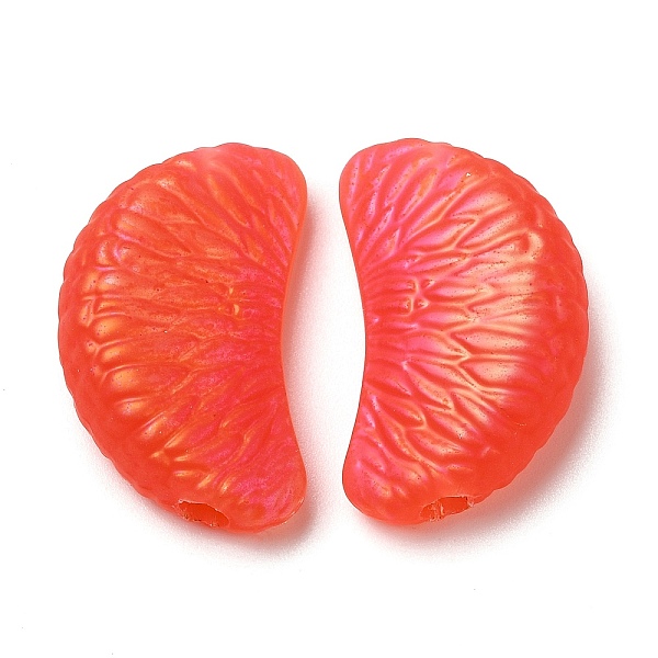 

PandaHall Baking Paint Rubberized Style Acrylic Beads, Split Orange Slice, Orange Red, 17x28x9.5mm, Hole: 3.5mm Acrylic Orange