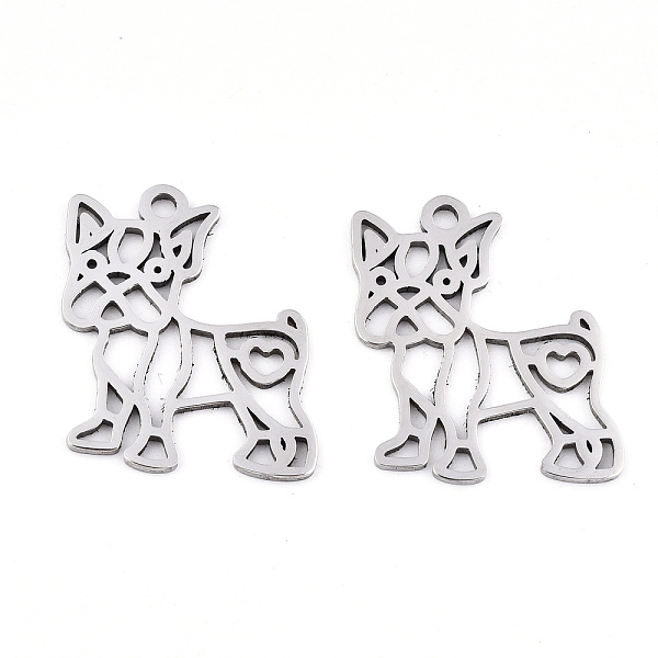 

PandaHall 201 Stainless Steel Pendants, Laser Cut, Bulldog, Stainless Steel Color, 20x17x0.9mm, Hole: 1.6mm 201 Stainless Steel Dog