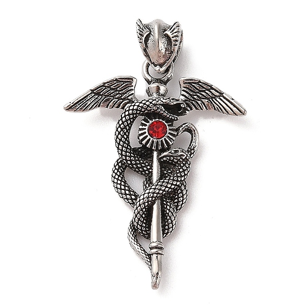 

PandaHall Tibetan Style Alloy Pendants, with Rhinestone Cadmium Free & Lead Free, Dragon, Red, Antique Silver, 50x32x7.5mm, Hole: 4x6mm...