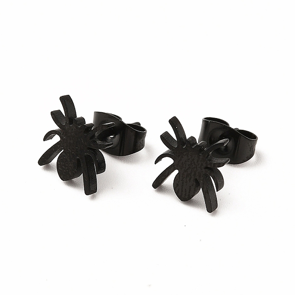 

PandaHall Halloween Spider 304 Stainless Steel Stud Earrings for Women, Electrophoresis Black, 9x8mm, Pin: 0.7mm 304 Stainless Steel Spider