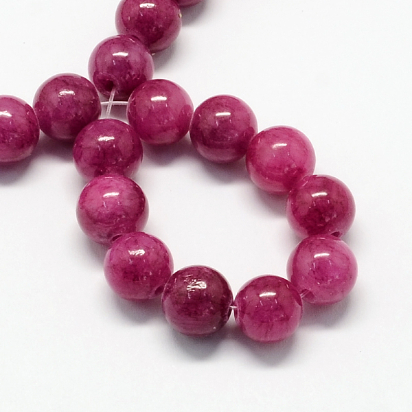 Chapelets de perles de pierres en jade jaune teinte