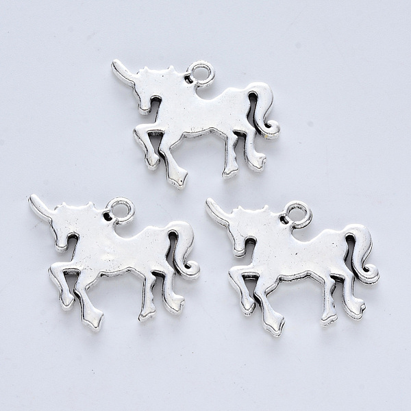 

PandaHall Tibetan Style Alloy Pendants, Cadmium Free & Lead Free, Unicorn, Antique Silver, 25.5x29x2.5mm, Hole: 2mm, about 119pcs/500g Alloy...