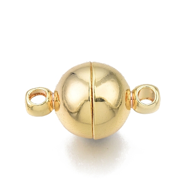 

PandaHall Brass Magnetic Clasps, Nickel Free, Round, Real 18K Gold Plated, 14x8x8mm, Hole: 1.4mm Brass Round