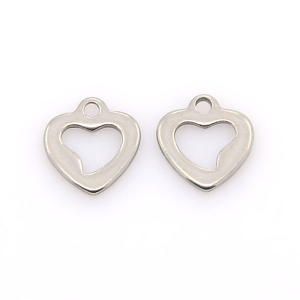 

PandaHall 304 Stainless Steel Open Heart Charms, Hollow, Stainless Steel Color, 10x9x1mm, Hole: 1mm 304 Stainless Steel Heart