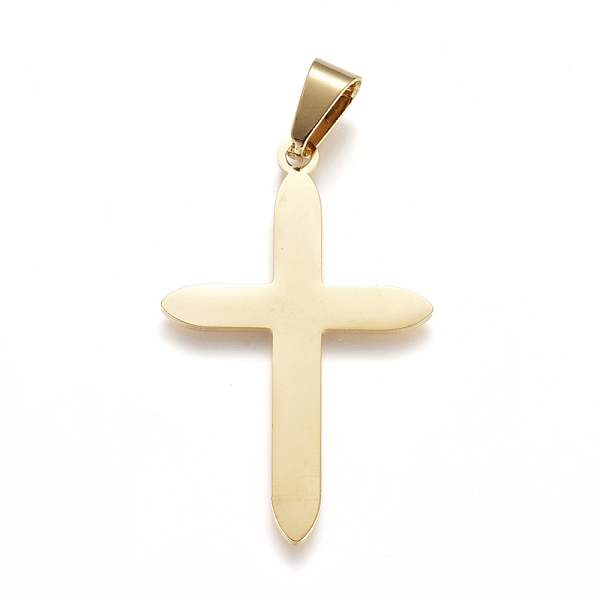 

PandaHall 304 Stainless Steel Pendants, Large Hole Pendants, Cross, Golden, 42x26x1mm, Hole: 9mm 304 Stainless Steel Cross