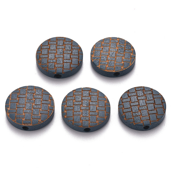 

PandaHall Painted Natural Wood Beads, Laser Engraved Pattern, Flat Round, Steel Blue, 15x5mm, Hole: 1.8mm Schima Wood Flat Round Blue