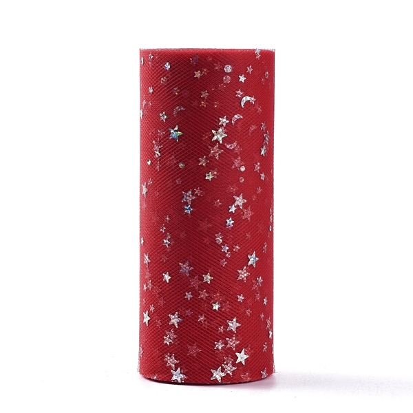 

PandaHall Glitter Sequin Deco Mesh Ribbons, Tulle Fabric, Tulle Roll Spool Fabric For Skirt Making, Moon & Star Pattern, Red, 6 inch(15cm)...