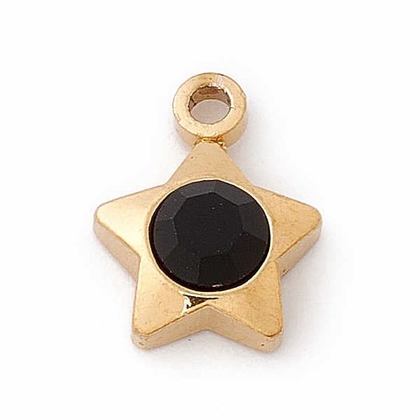 

PandaHall 304 Stainless Steel Pendants, with Rhinestone, Star, Golden, Jet, 9.5x7.5x3mm, Hole: 1.4mm Stainless Steel+Rhinestone Star Black