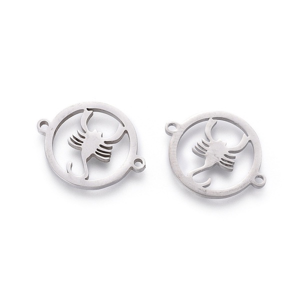 

PandaHall 201 Stainless Steel Links, Manual Polishing, Ring with Scorpion, Stainless Steel Color, 20x16x1.5mm, Hole: 1.2mm 201 Stainless...
