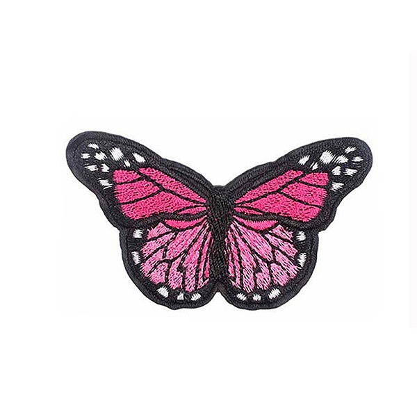 

PandaHall Butterfly Appliques, Computerized Embroidery Cloth Iron on Patches, Costume Accessories, Deep Pink, 45x80mm Cloth Butterfly