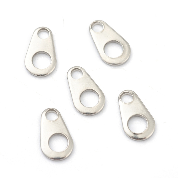 

PandaHall 304 Stainless Steel Chain Tabs, Chain Extender Connectors, Teardrop, Stainless Steel Color, 9x5x1mm, Hole: 1.6mm and 2.8mm 304...