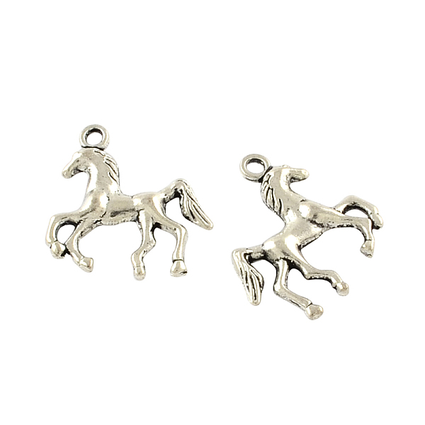

PandaHall Tibetan Style Alloy Horse Pendants, Cadmium Free & Lead Free, Antique Silver, 24x21.5x4mm, Hole: 2mm, about 217pcs/500g Alloy...