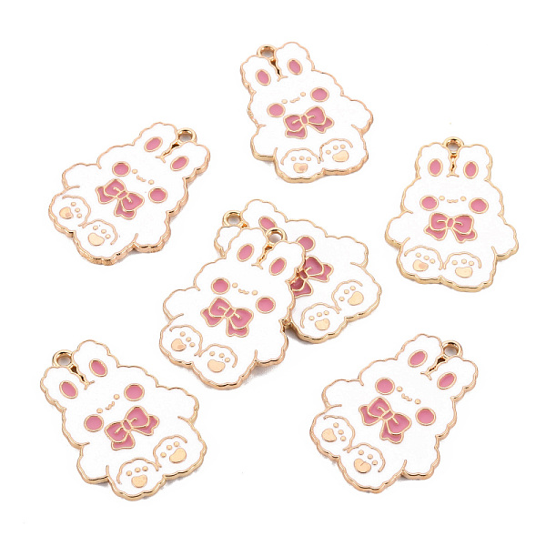 

PandaHall Eco-Friendly Alloy Enamel Pendants, Cadmium Free & Lead Free & Nickel Free, Light Gold, Rabbit, White, 31x23x1.5mm, Hole: 1.8mm...
