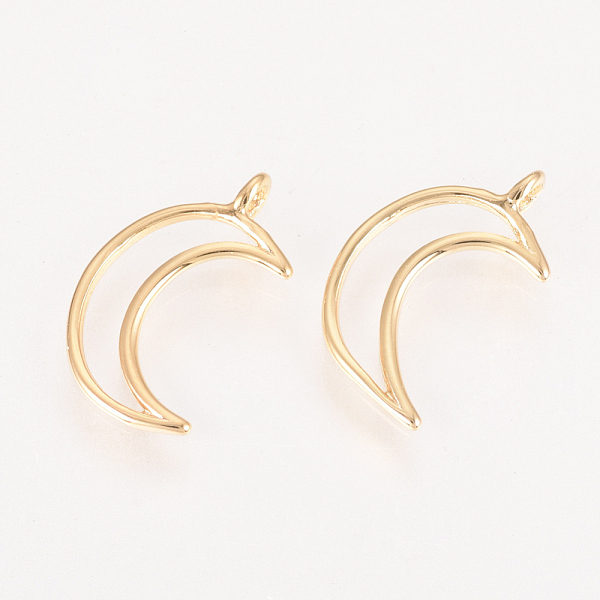 

PandaHall Brass Pendants, Nickel Free, Real 18K Gold Plated, Moon, 16x10x1mm, Hole: 1mm Brass Moon