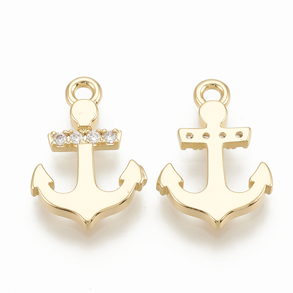 

PandaHall Brass Micro Pave Cubic Zirconia Charms, Anchor, Nickel Free, Real 18K Gold Plated, 14x9.5x1.5mm, Hole: 1mm Brass+Cubic Zirconia..., Clear