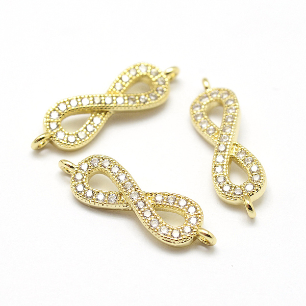 

PandaHall Brass Micro Pave Grade AAA Cubic Zirconia Links, Infinity, Lead Free & Nickel Free & Cadmium Free, Real 18K Gold Plated...