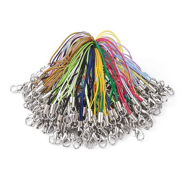 

PandaHall Polyester Rope Mobile Straps, with Iron Rings Lobster Claw Clasps and Zinc Alloy Cord Ends, Mixed Color, 7cm, Ring: 7mm, Ends: 7mm..., Multicolor