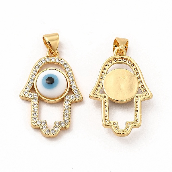 

PandaHall Rack Plating Brass Micro Pave Clear Cubic Zirconia Pendants, with Handmade Evil Eye Lampwork, Cadmium Free & Lead Free..., White