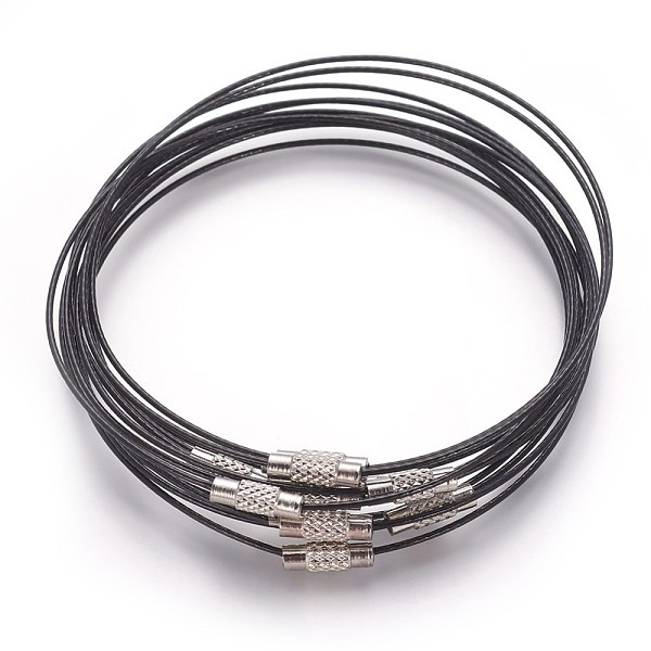 

PandaHall Steel Wire Bracelet Making, with Alloy Clasp, Black, 72mm Steel Black