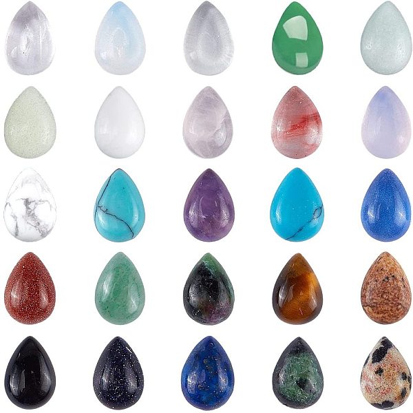 

PandaHall SUPERFINDINGS 50pcs 25 Style Teardrop Cabochons 8x6x3mm Teardrop Natural Flatback Cabochon Sets No Hole for Necklace Jewelry...