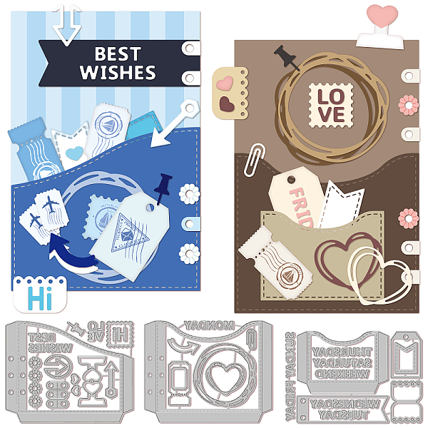 

PandaHall GLOBLELAND 3Set 27Pcs Pocket Frame Cutting Dies for DIY Scrapbooking Metal Words Die Cuts Embossing Stencils Template for Paper...