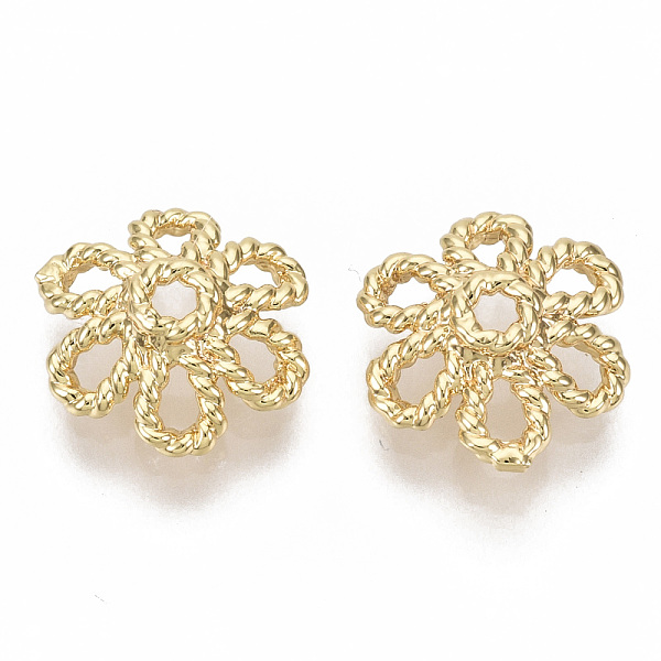

PandaHall Brass Bead Cap, Nickel Free, 6-Petal, Flower, Real 18K Gold Plated, 11.5x9.5x3.5mm, Hole: 1.2mm Brass