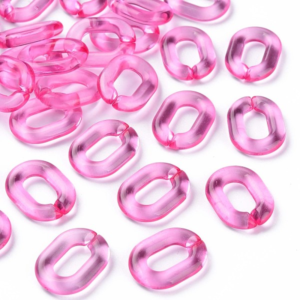 

PandaHall Transparent Acrylic Linking Rings, Quick Link Connectors, for Cable Chains Making, Oval, Camellia, 24x18x5mm, Inner Diameter..., Pink