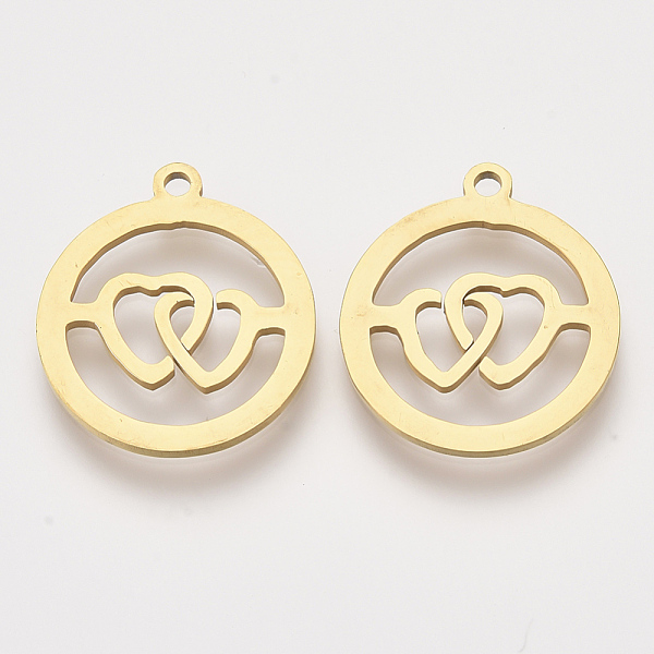 

PandaHall 201 Stainless Steel Pendants, Laser Cut Pendants, Flat Round with Heart, Golden, 17.5x15.5x1mm, Hole: 1.4mm 201 Stainless Steel...