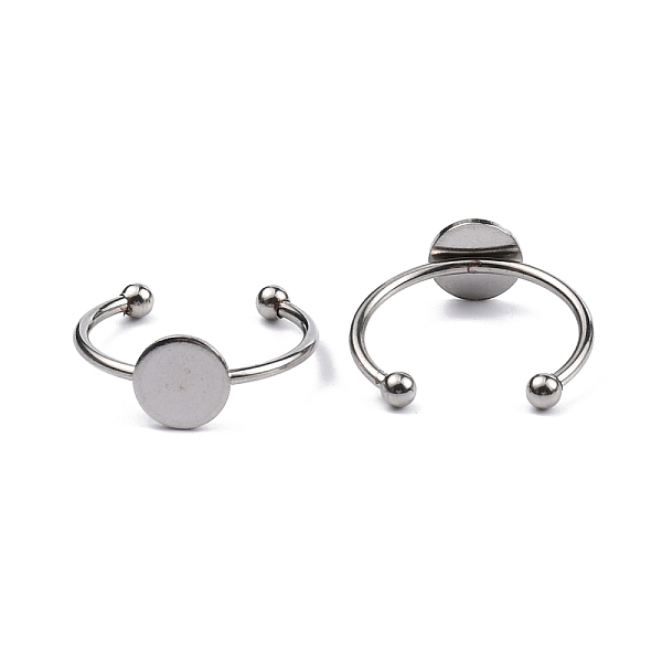 

PandaHall Stainless Steel Open Cuff Finger Ring Finding, Pad Ring Settings, Stainless Steel Color, Tray: 8mm, US Size 7 3/4(17.9mm), 1.5~3mm...