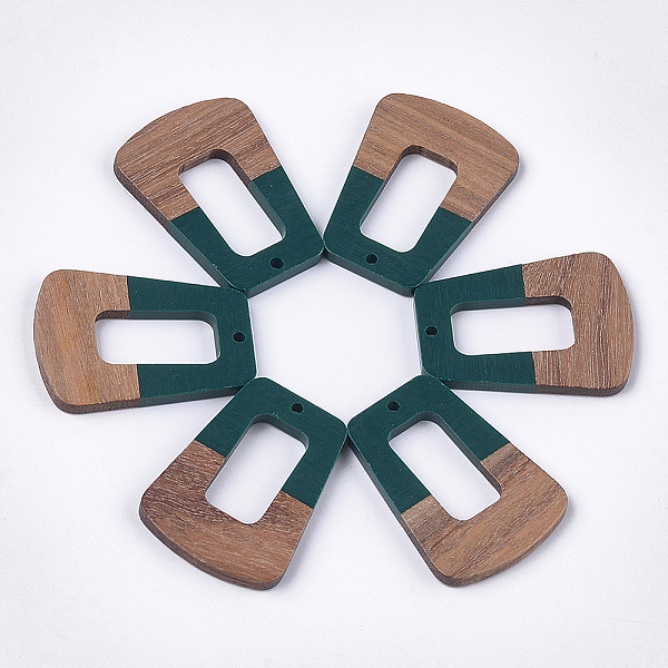 

PandaHall Resin & Walnut Wood Pendants, Trapezoid, Dark Slate Gray, 37~37.5x27~27.5x3~3.5mm, Hole: 2mm Resin+Wood Trapezoid