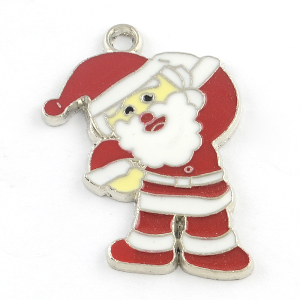 

PandaHall Santa Claus Alloy Enamel Pendants, Christmas Theme, Platinum, Red, 36.5x27x1.5mm, Hole: 2.5mm Alloy+Enamel Human Red
