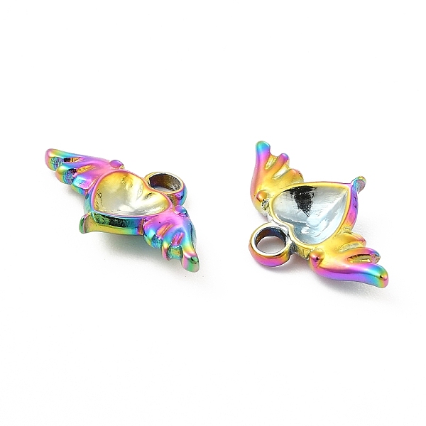 

PandaHall Ion Plating(IP) 304 Stainless Steel Pendant Rhinestone Settings, Heart with Wing, Rainbow Color, Fit for 5x5.5mm Rhinestone...