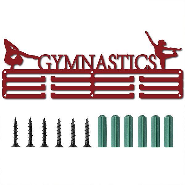 

PandaHall CREATCABIN Medal Holder Gymnastics Sport Display Hanger Rack Frame Sports Awards Metal Lanyard Holder Rack Sturdy Wall Mounted for..., Red