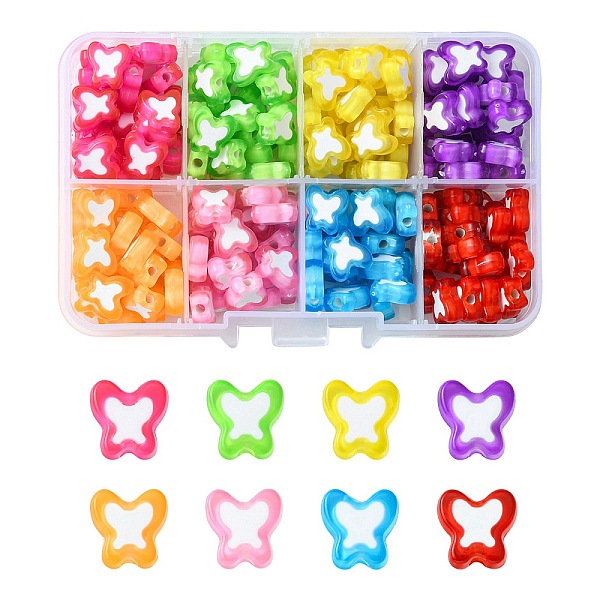 

PandaHall 200Pcs 8 Colors Transparent Butterfly Acrylic Beads, Bead in Bead, Mixed Color, 10x10x4mm, Hole: 2mm, 25pcs/color Acrylic..., Multicolor