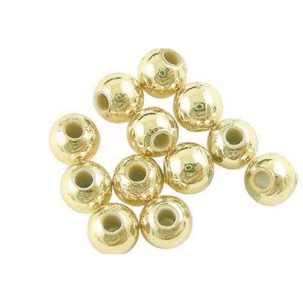

PandaHall Plating Acrylic Beads, Round, Golden, about 12mm in diameter, hole: 2mm, about 560pcs/500g Acrylic Round Gold