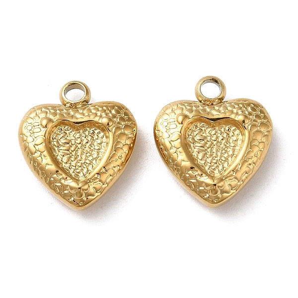 

PandaHall 304 Stainless Steel Charms, Heart Charm, Real 18K Gold Plated, 12.5x11x3.5mm, Hole: 1.8mm 304 Stainless Steel Heart