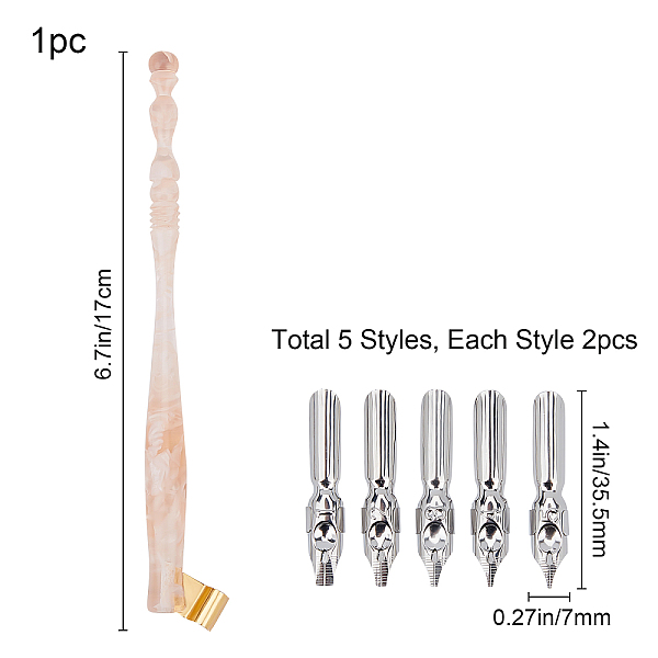 

PandaHall Gorgecraft Resin Calligraphy Oblique Nib Pen Holder, with Removable Brass Flange and 304 Stainless Steel Nibs, Pink, 17cm...