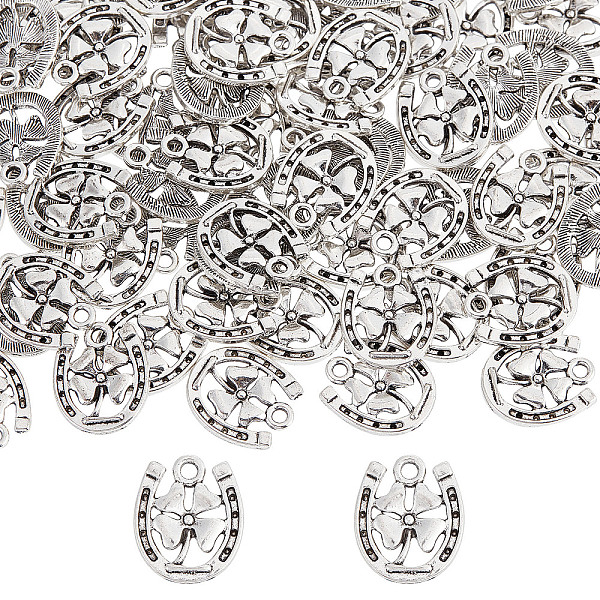 

PandaHall SUNNYCLUE 1 Box 100Pcs Horseshoe Charms Horse Shoe Charm Bulk Tibetan Alloy Western Cowboy Love U Wedding Lucky Charm for Jewelry...