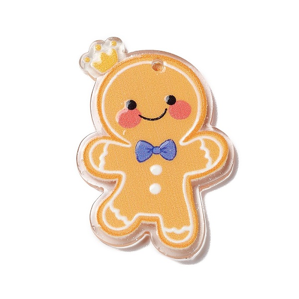 

PandaHall Opaque One-sided Printed Acrylic Pendants, for Christmas, Sandy Brown, 41x28x2mm, Hole: 2mm Acrylic Gingerbread Man