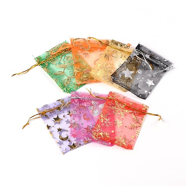 

PandaHall Organza Bags, Mixed Color, 9~10x11~12cm Organza Rectangle Multicolor