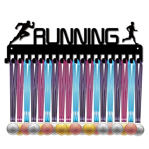 

PandaHall CREATCABIN Running Medal Holder Display Hanger Rack Sports Metal Wall Mount with 20 Hooks Hang Over 60 Medals Runners Home Badge...
