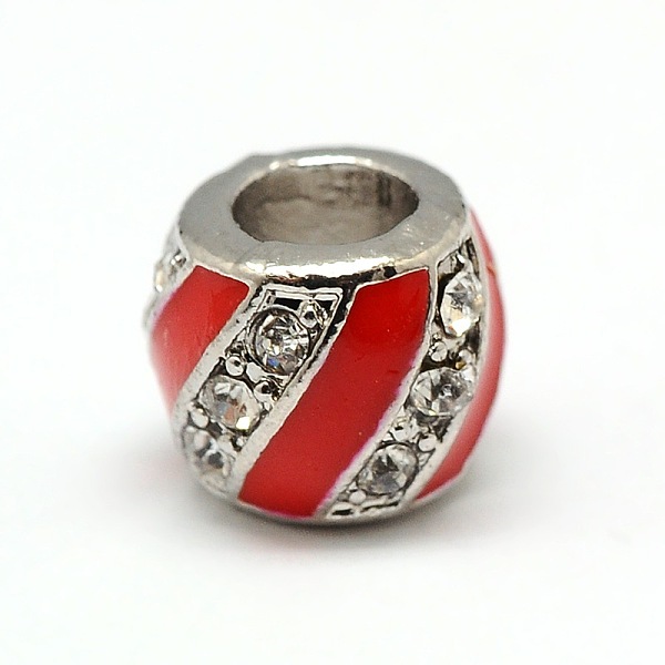 

PandaHall Platinum Plated Alloy Enamel Rhinestone European Beads, Large Hole Drum Beads, Red, 10x8mm, Hole: 5mm Alloy Rhinestone+Enamel Drum...