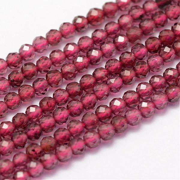 

PandaHall Natural Garnet Beads Strands, Faceted, Round, 2mm, Hole: 0.4~0.5mm, about 181~210pcs/strand, 15.4 inch(39.2cm) Garnet Round Red