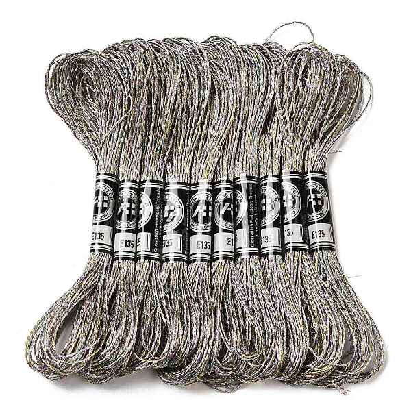 

PandaHall 10 Skeins 12-Ply Metallic Polyester Embroidery Floss, Glitter Cross Stitch Threads for Craft Needlework Hand Embroidery..., Multicolor